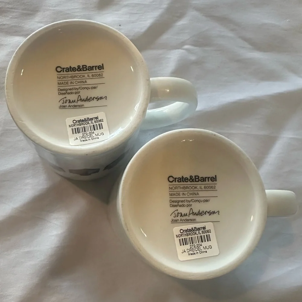 Crate&Barrel Joan Anderson Dreidel Hanukkah Mugs